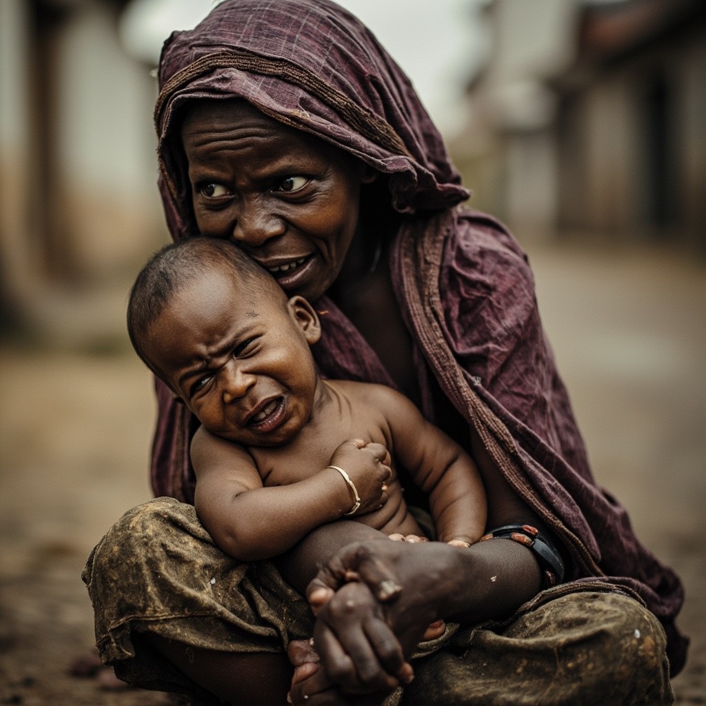 A Desperate Nigerian Mother and Baby on Street