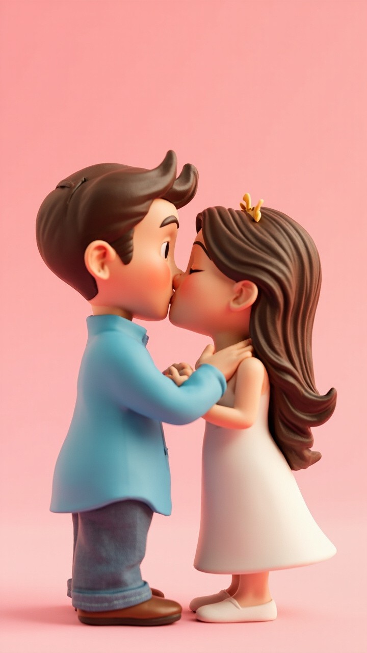 A Disney Pixar Couple's Sweet Kiss Illustration