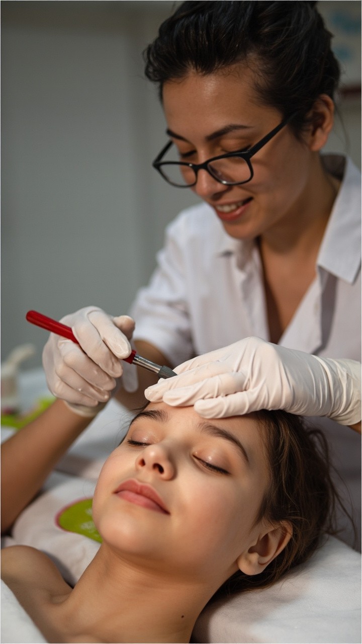 A Doctor Treating a Girl's Skin