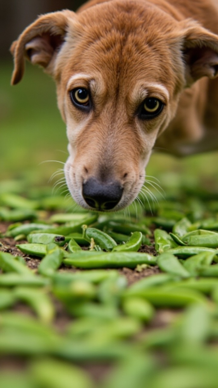 A Dog Enjoying Green Peas