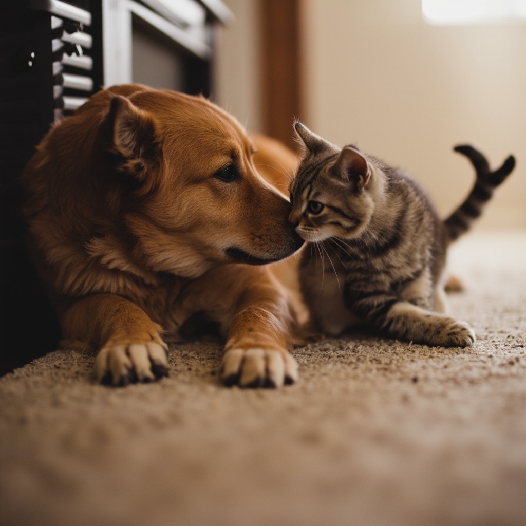 A Dog Having Fun with a Cat
