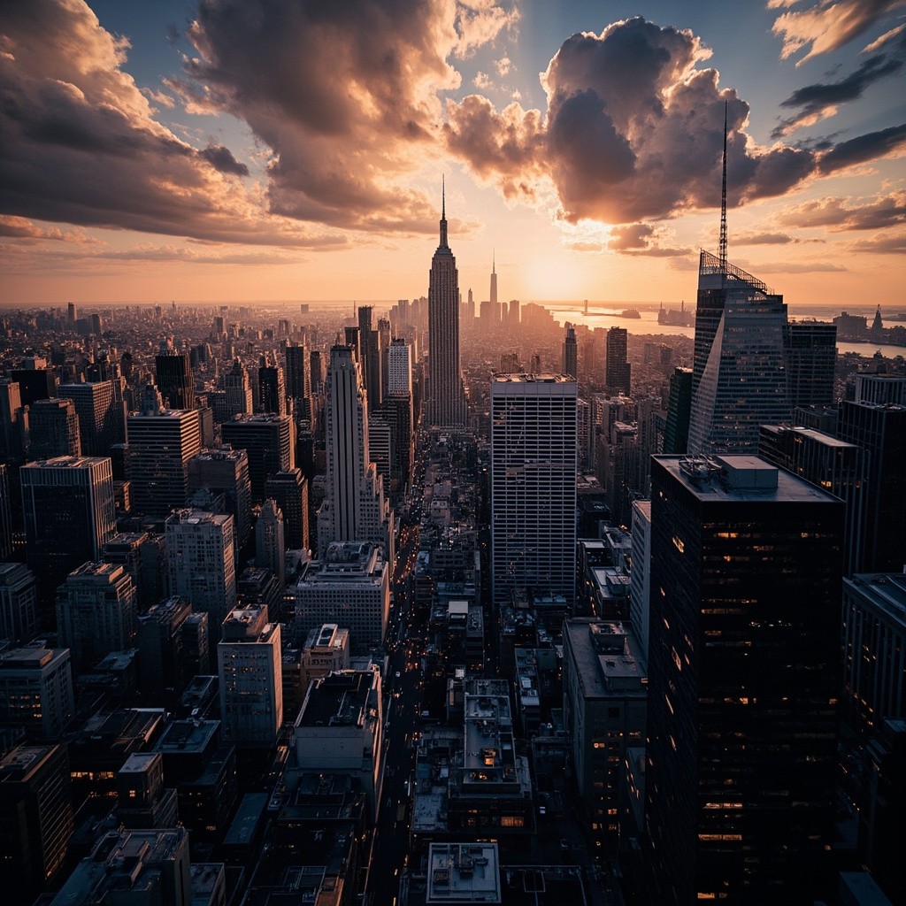 A Dramatic Sunset Over Manhattan's High-Rises