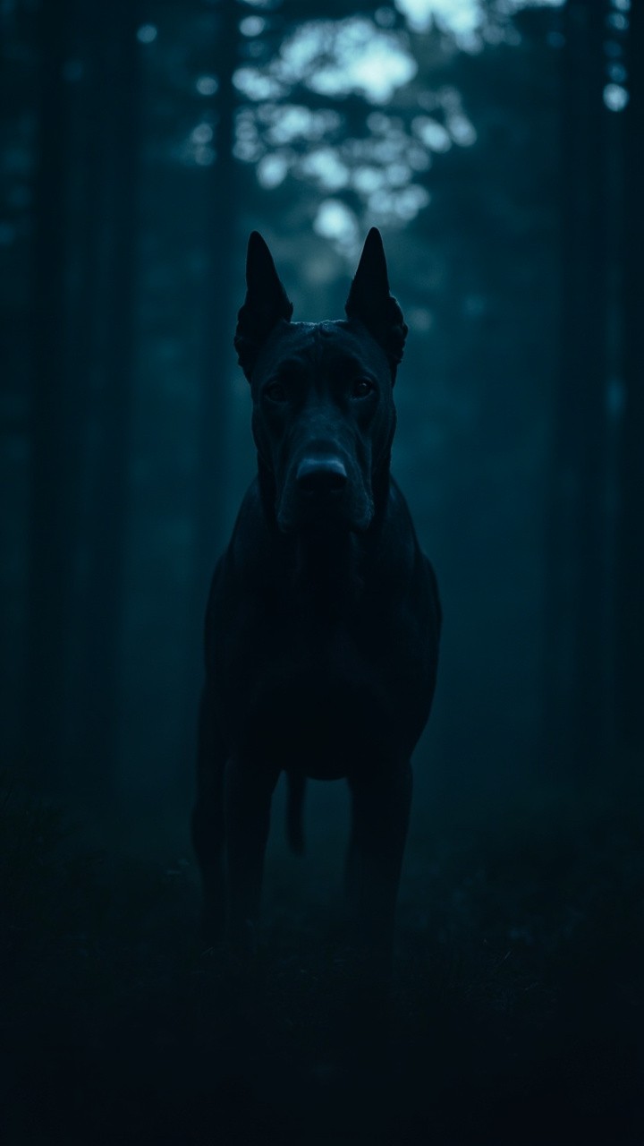 A Dreadful Black Dog in Sinister Forest