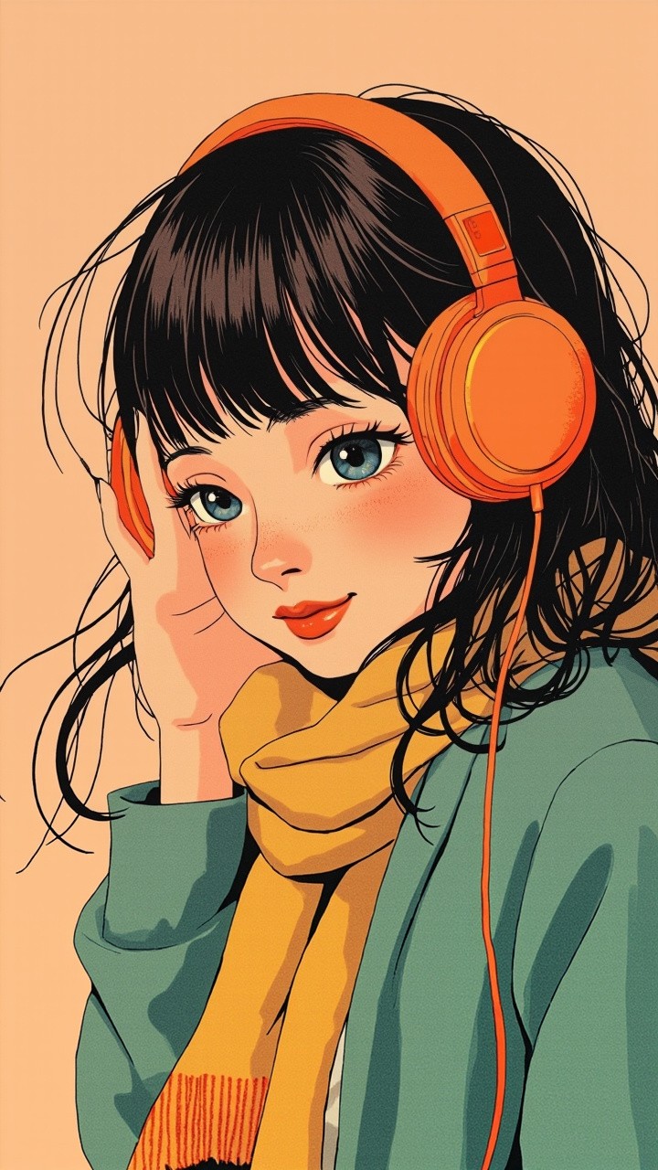 A European Girl Listening to LOFI Music