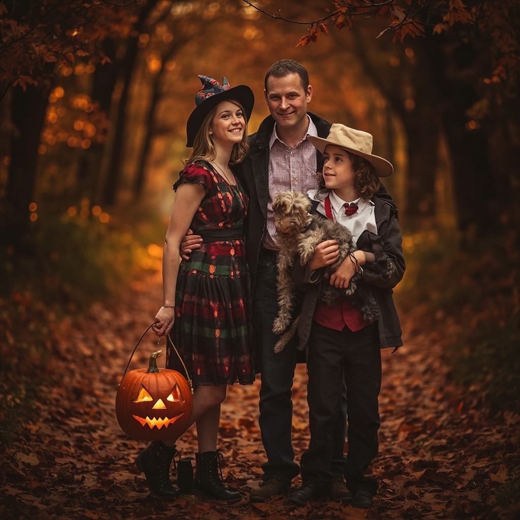 A Family Celebrating Halloween