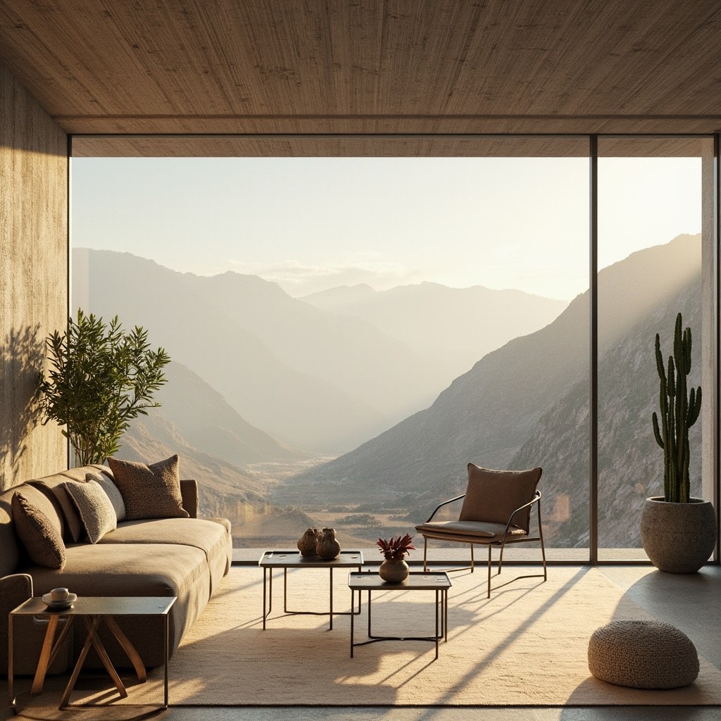 A Fantacy Minimalist Interior with Kurdistan Mountain View
