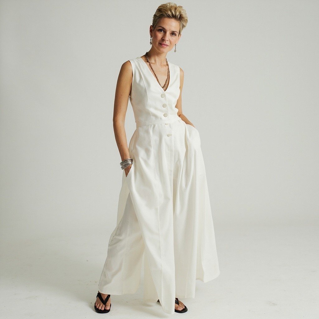 A Fashionable Woman in White Outfit and Heels