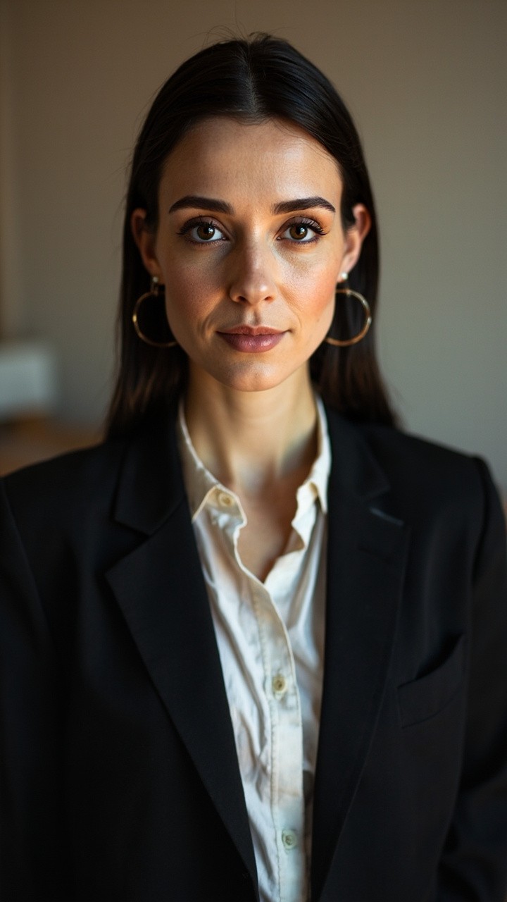 A Female Lawyer Against a Neutral Background