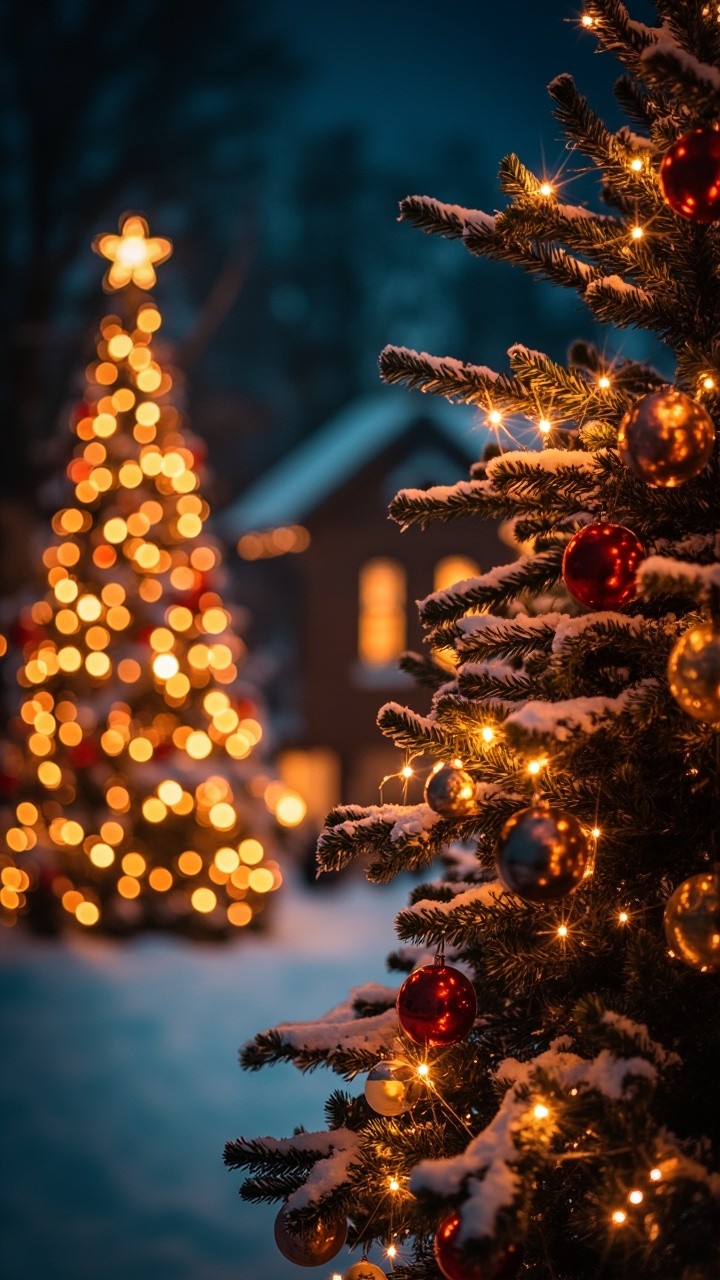 A Festive Christmas Wallpaper with Warm Lights