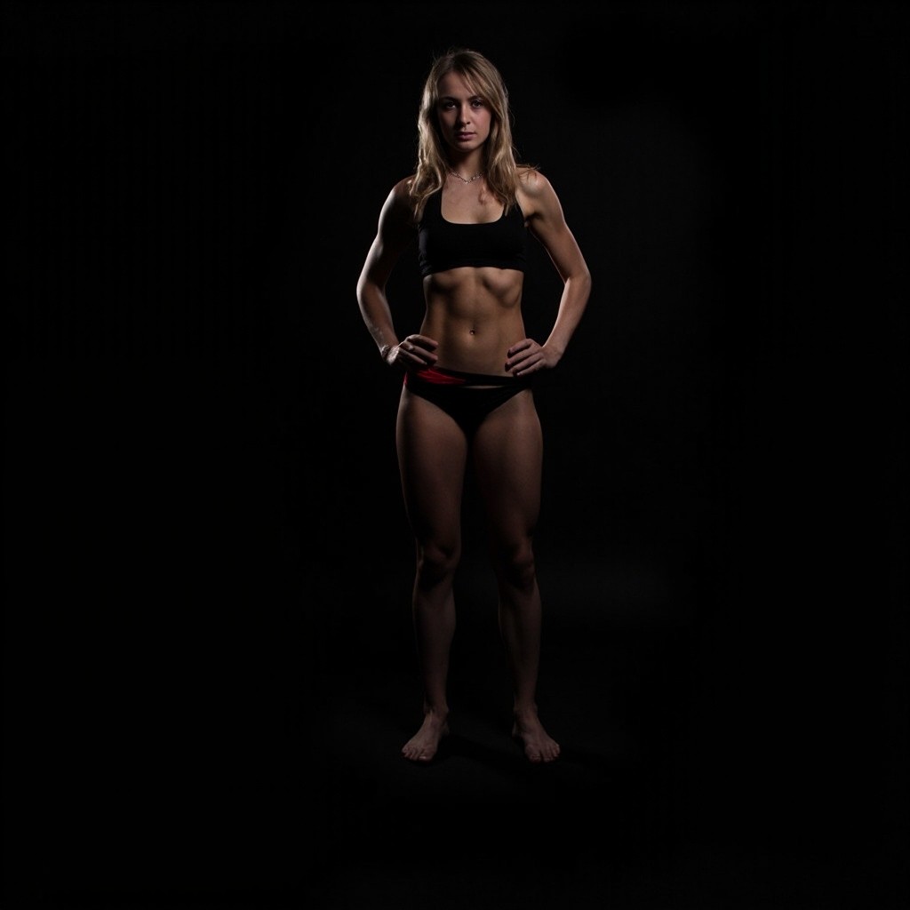 A Fitness Girl on a Black Background