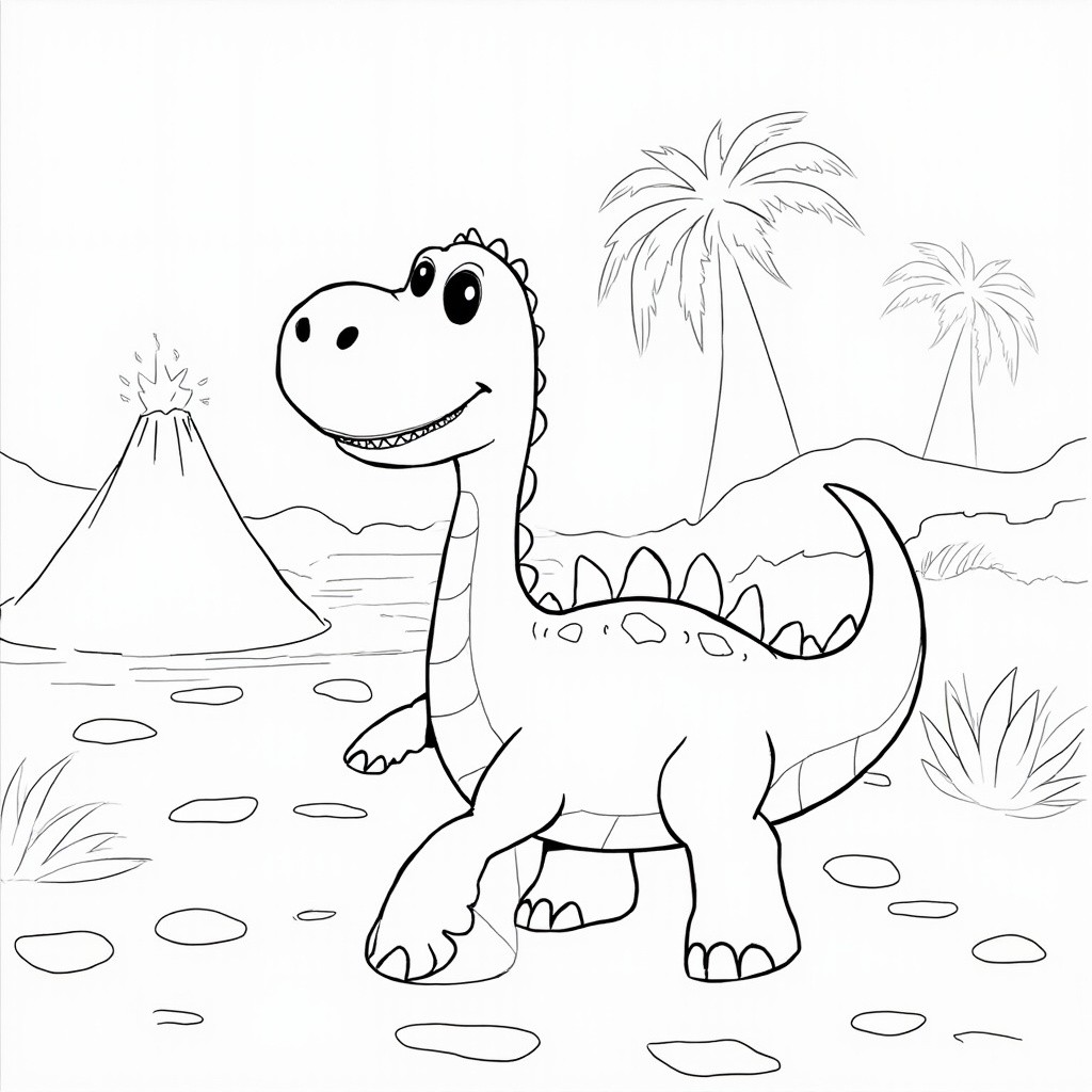 A Friendly Dinosaur Enjoying its Prehistoric World