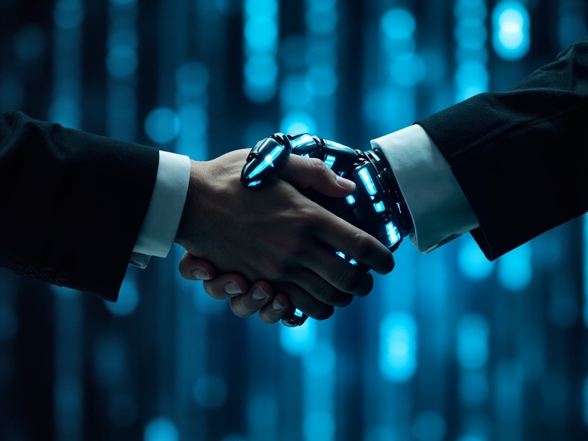 A Futuristic Handshake: Human and AI Robot