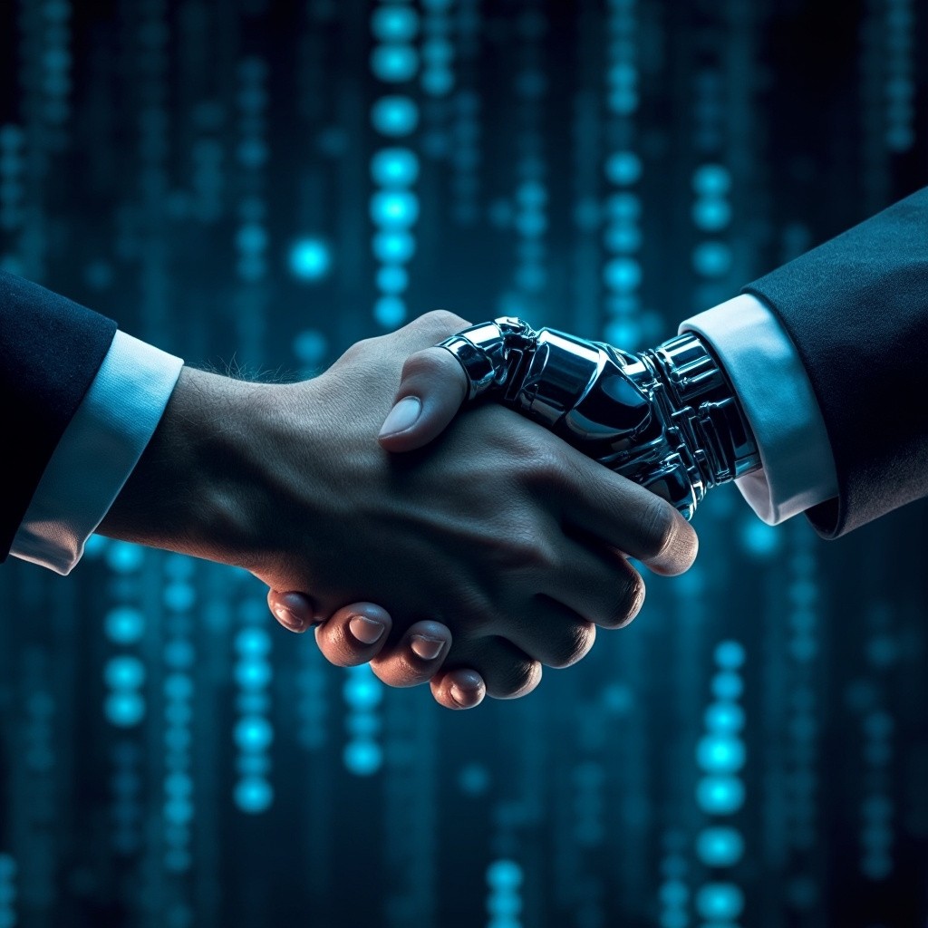 A Futuristic Handshake: Human and AI Robot