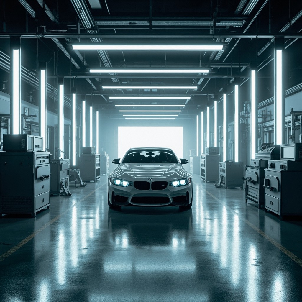 A Futuristic Minimalist Car Workshop