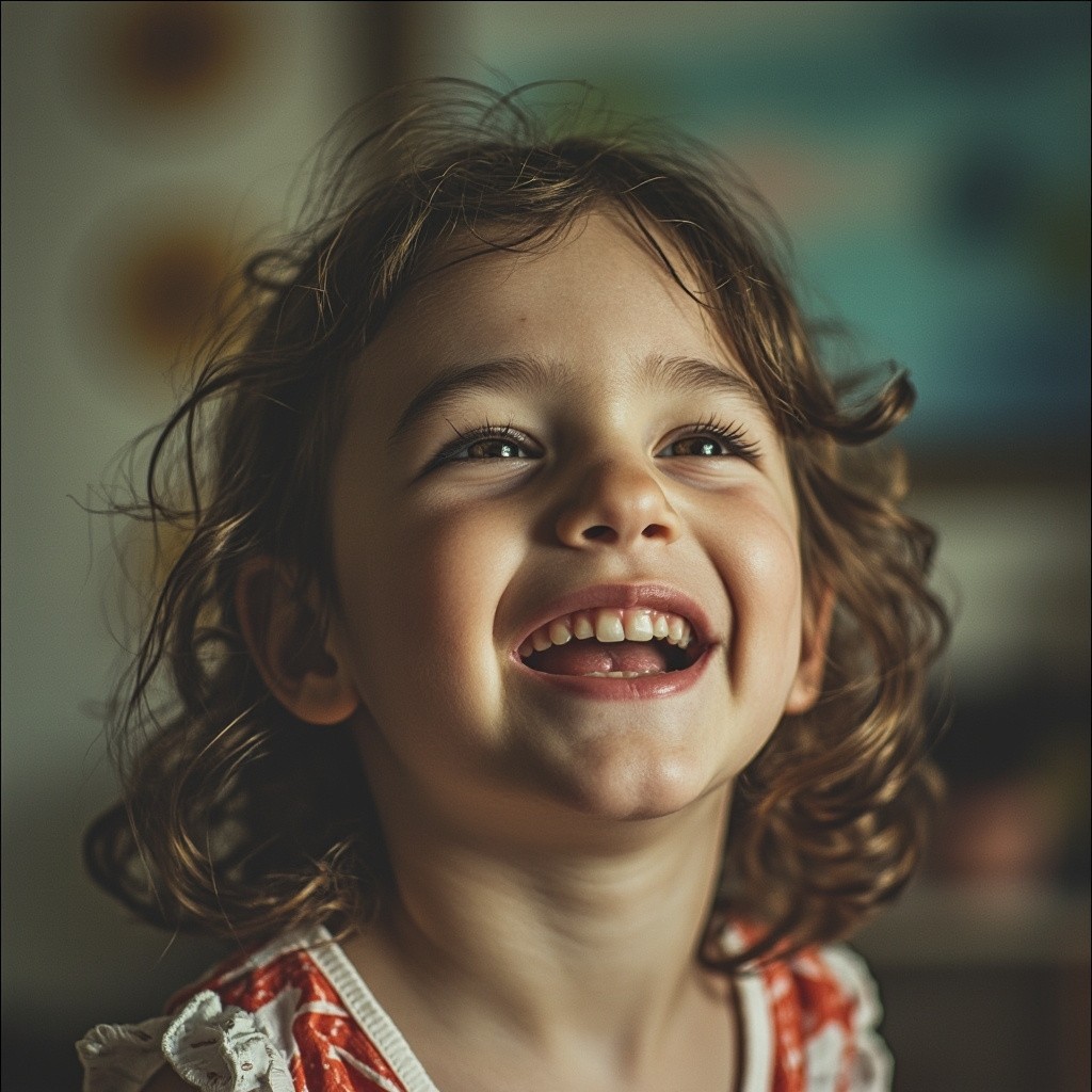 A Girl Laughing Joyfully