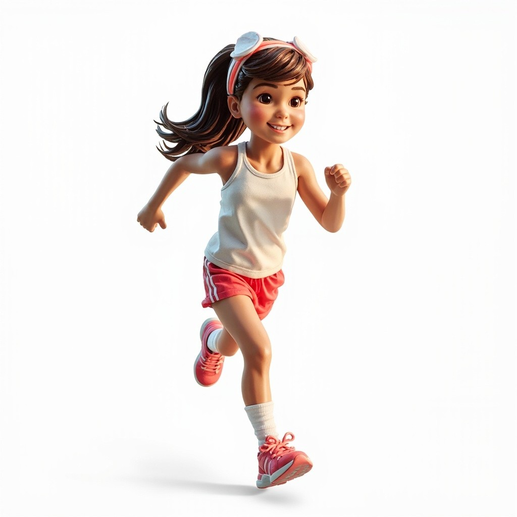 A Girl Running in Sports Attire (png)