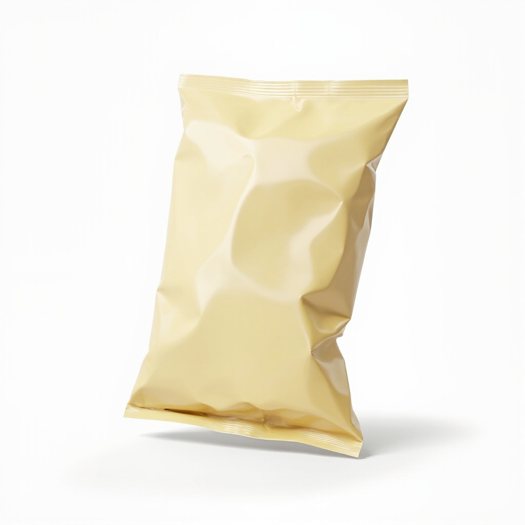 A Glossy 3D Plastic Snack Bag Mockup