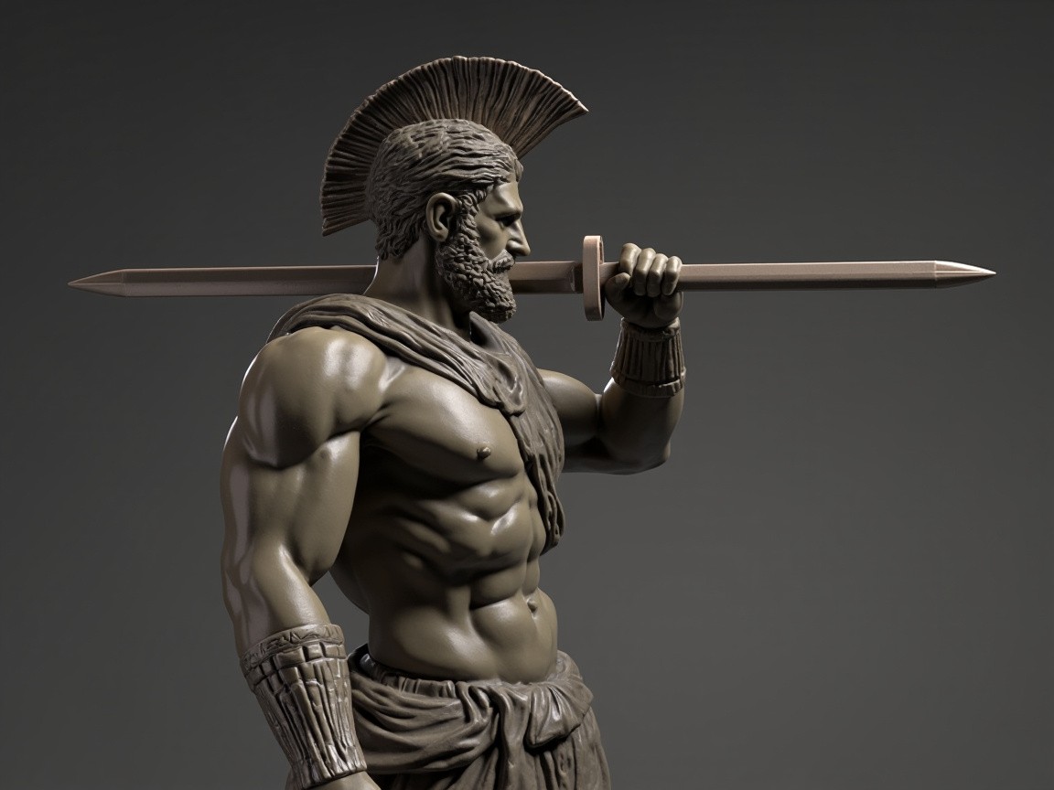 A Greek Mythological Figure Holding a Sword