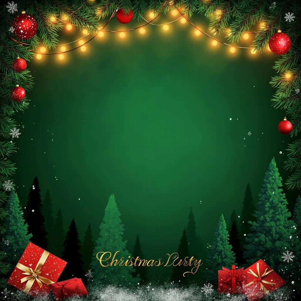 A Green and Red Themed Christmas Party Background