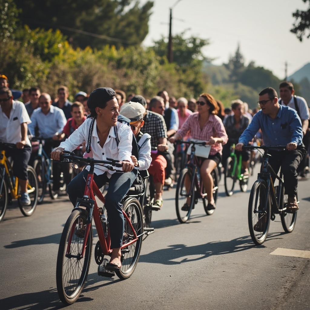 A Group Biking to a Wedding Together
