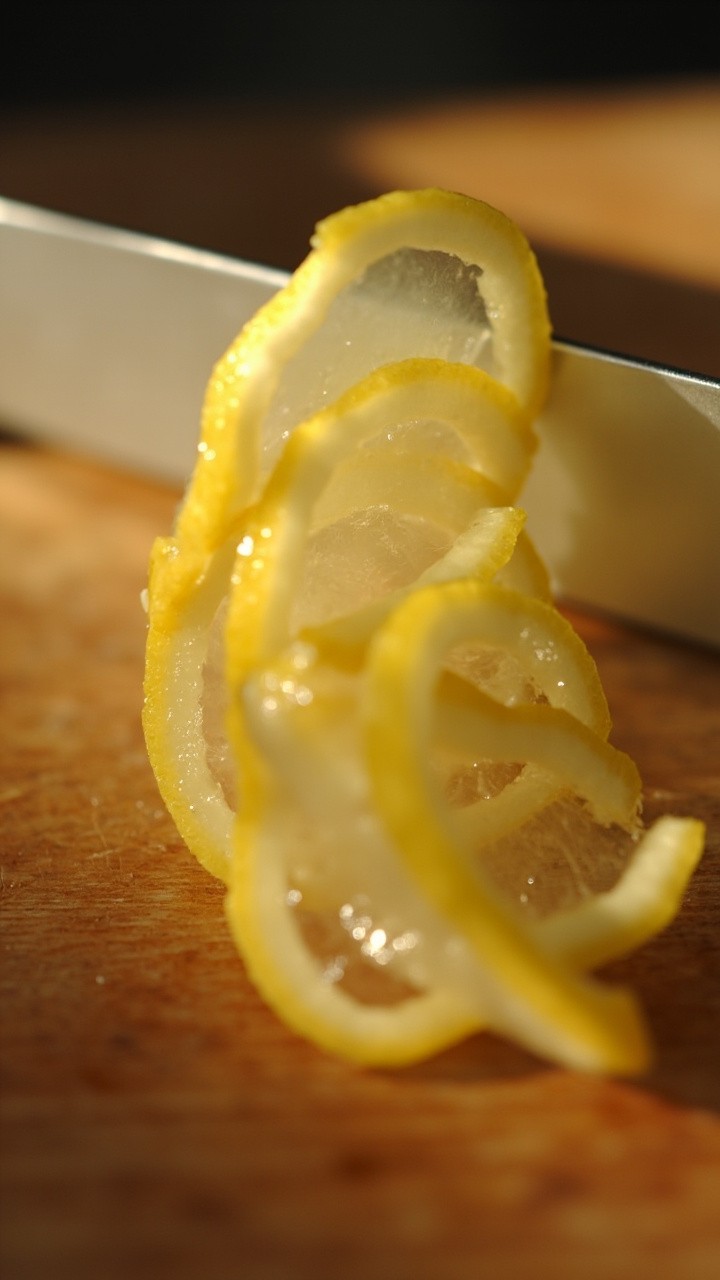 A Gummy Lemon Being Sliced on a Wooden Board