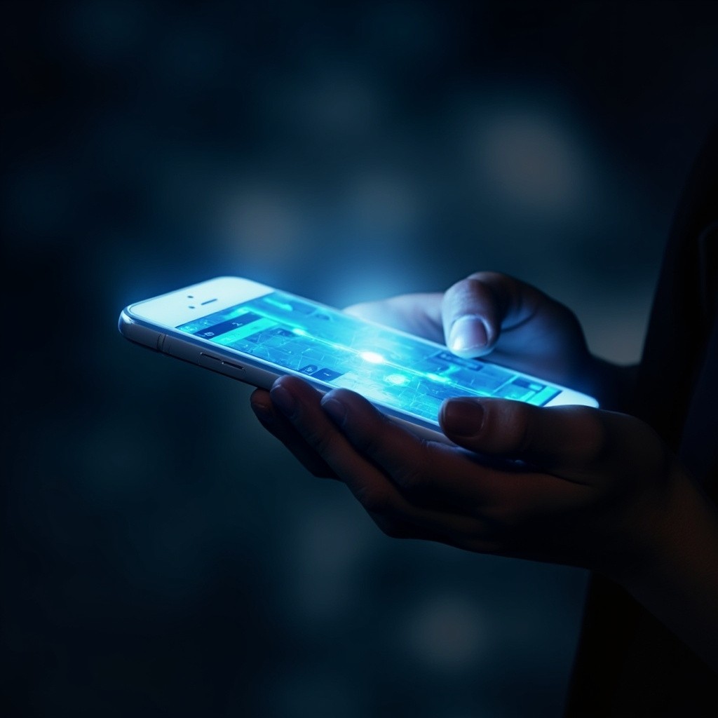 A Hand Holding a Glowing Futuristic Phone