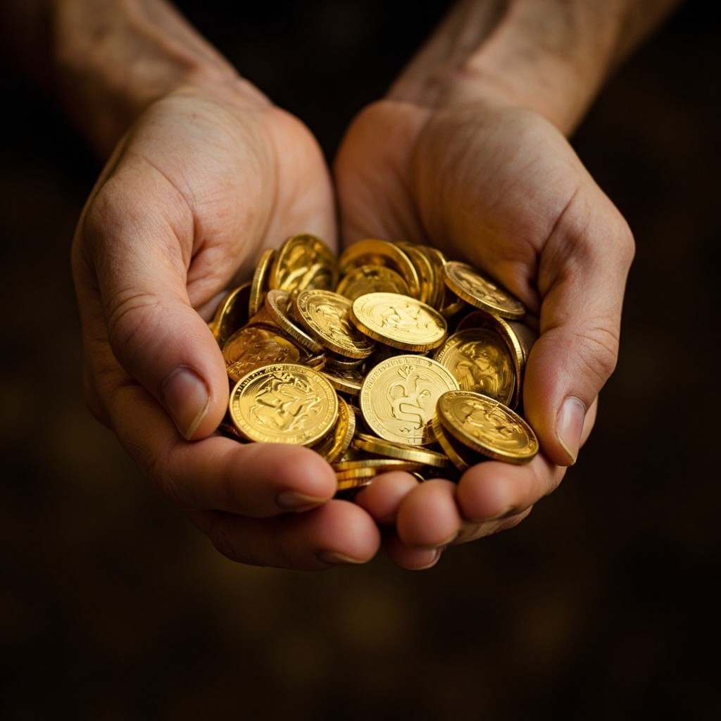 A Hand Pouring Out Golden Coins