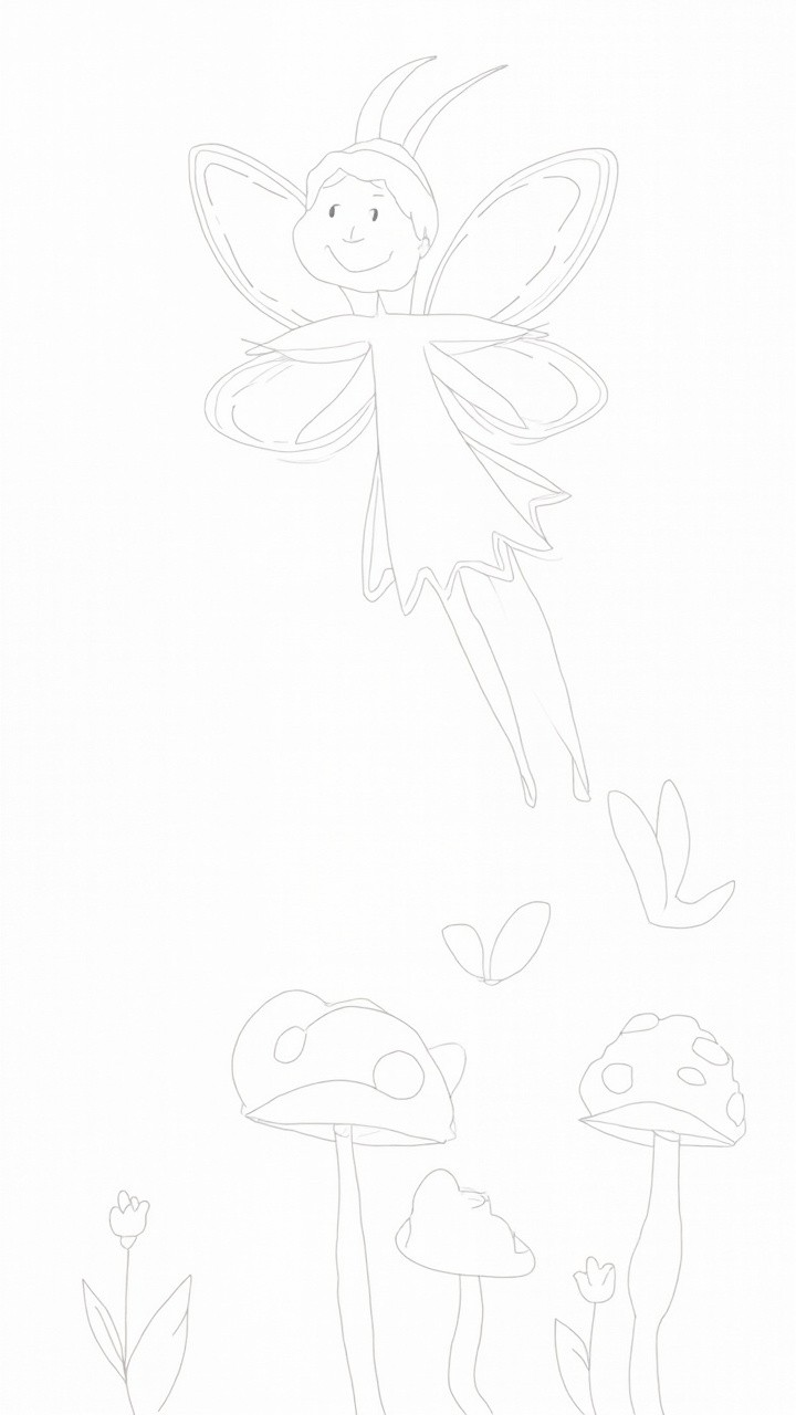 A Happy Fairy Flying in Magical Garden