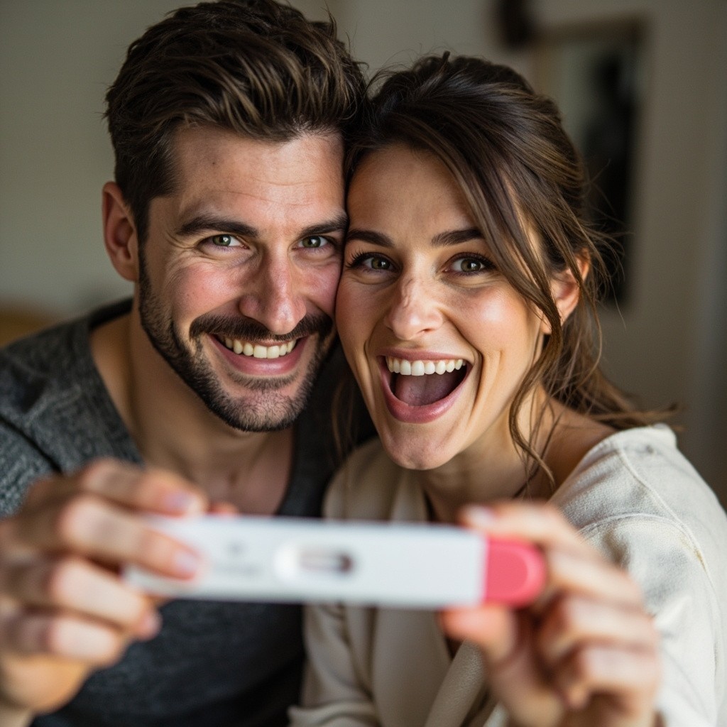 A Happy Pregnant French Couple's Selfie