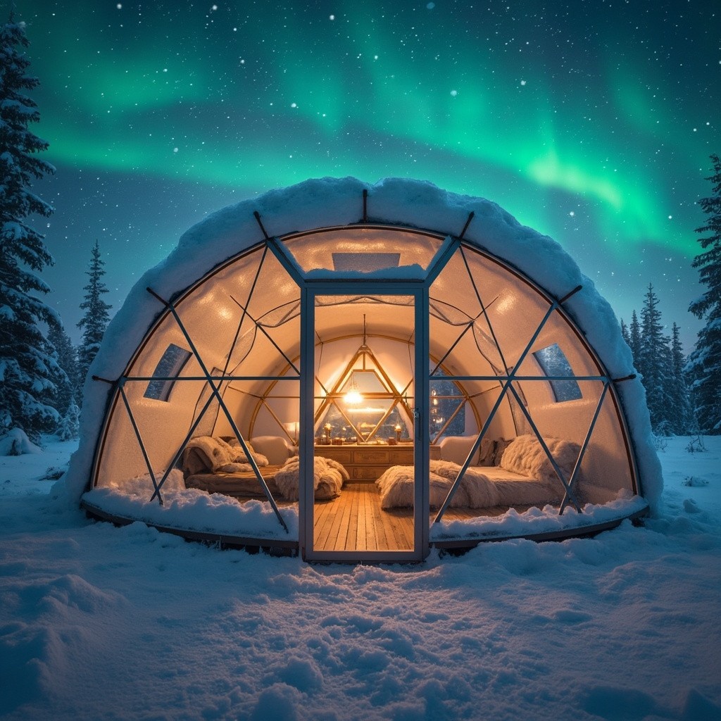 A Heated Glass Igloo Under Northern Lights