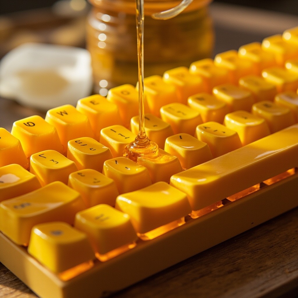A Honey Keyboard Dripping Honey with Each Press