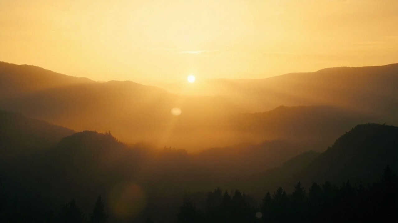 A Hopeful Sunrise Over Misty Mountains Video