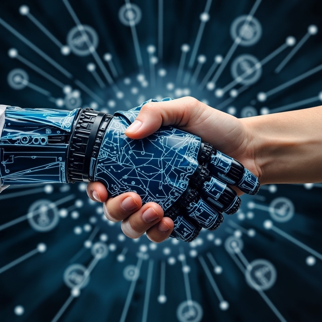 A Human and AI Shaking Hands