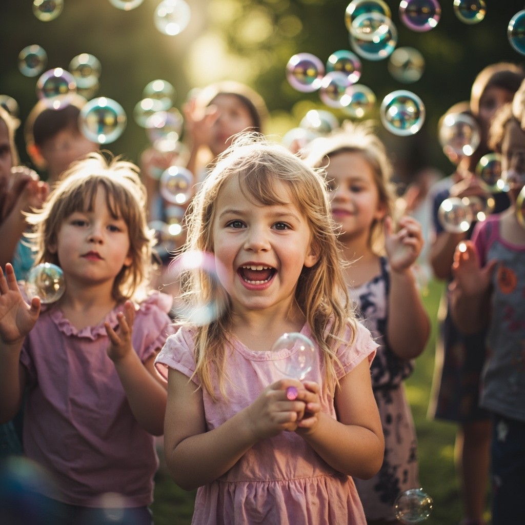 A Joyful Bubble Show with Many Little Kids