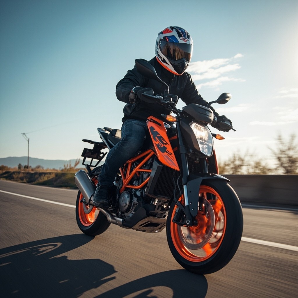 A KTM Super Bike on the Road