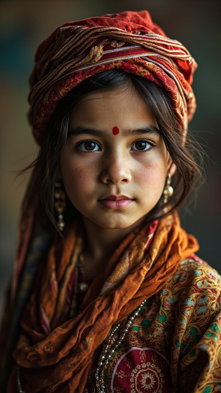 A Kashmiri Girl in Traditional Attire