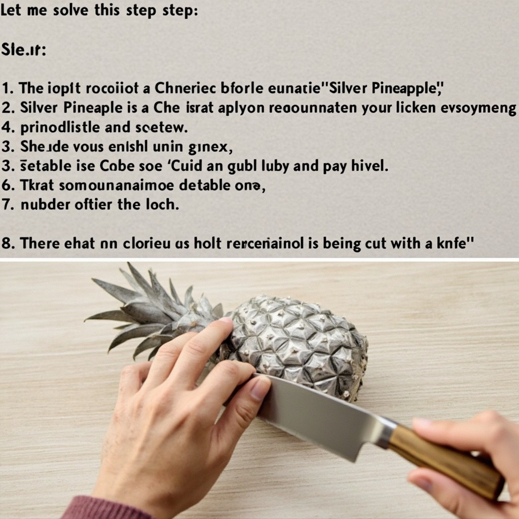 A Knife Cutting a Glass Pineapple
