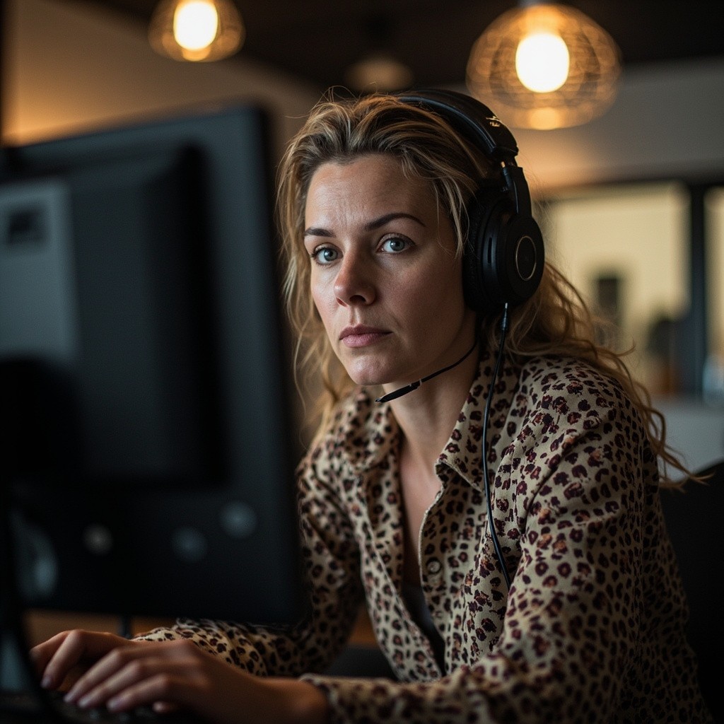 A Lady in Her Mid-30s Working on Computer