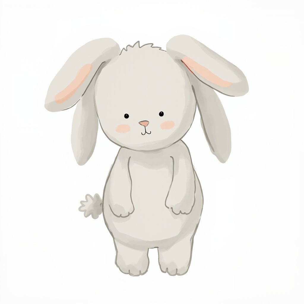 A Light Grey Rabbit Teddy Standing Upright