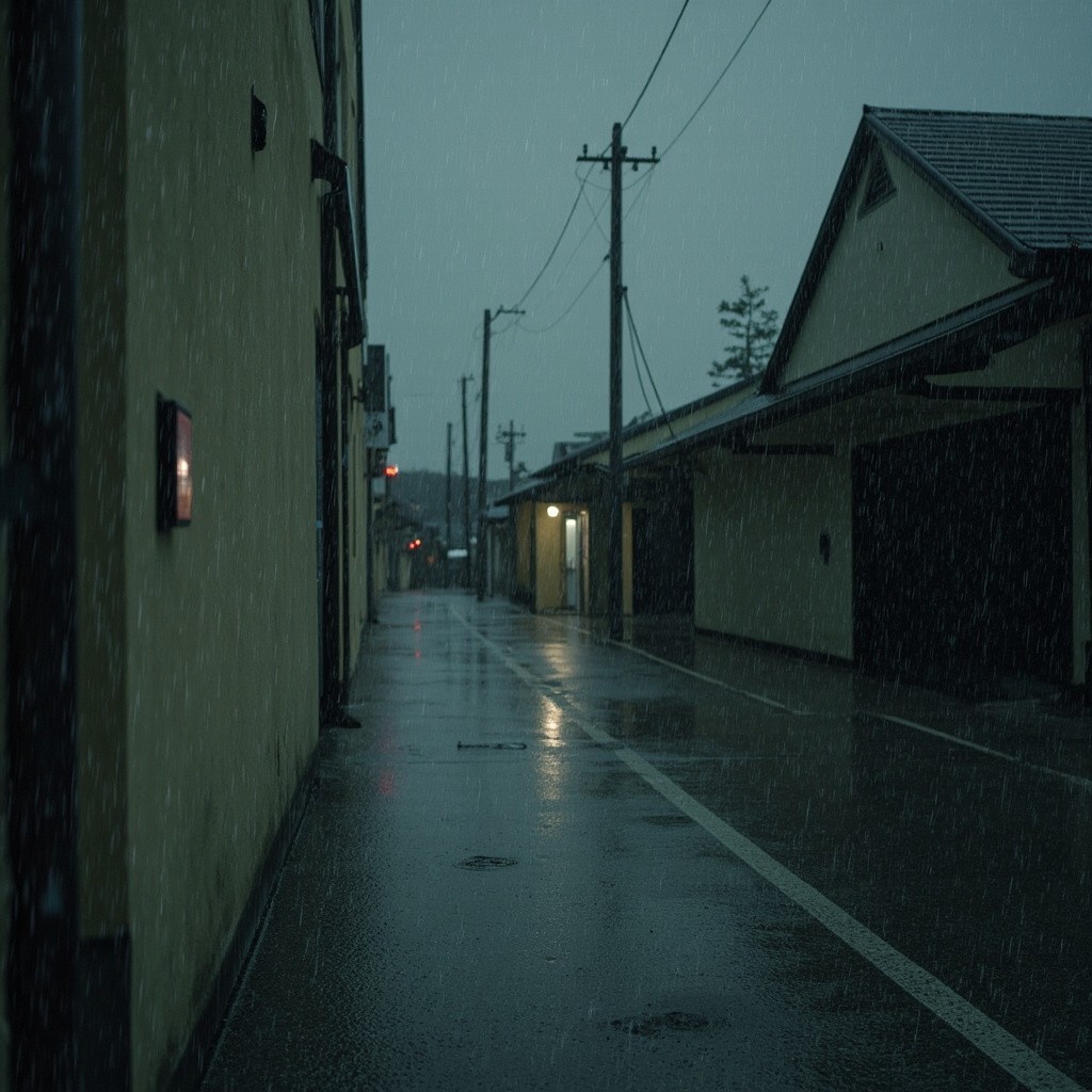 A Lone Figure in the Rain