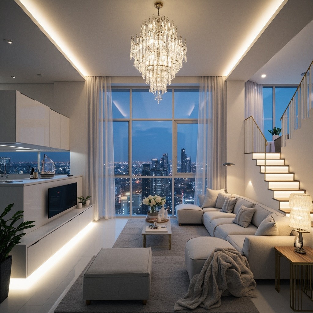 A Luxurious Loft Apartment Overlooking Night City
