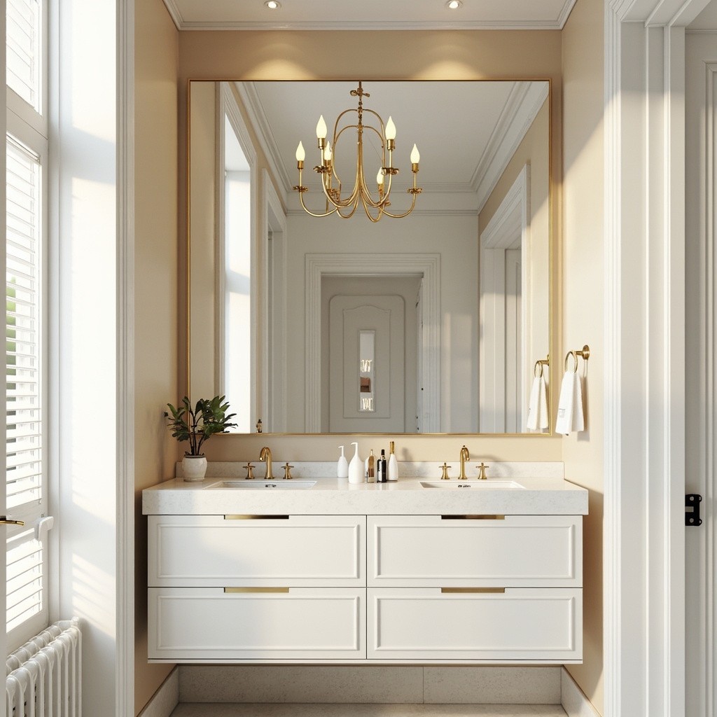 A Luxury European-American Bathroom with Gold Accents