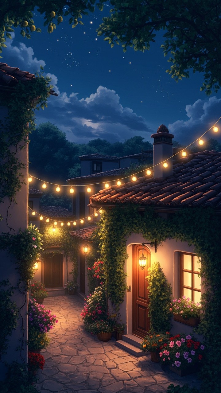 A Magical Night in a Mediterranean Courtyard