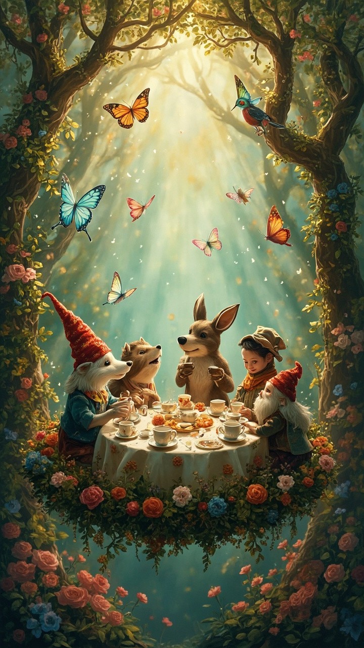 A Magical Tea Party with Animals, Fairies, Gnomes