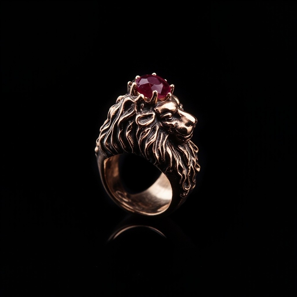 A Majestic Lion's Head Champion Ring