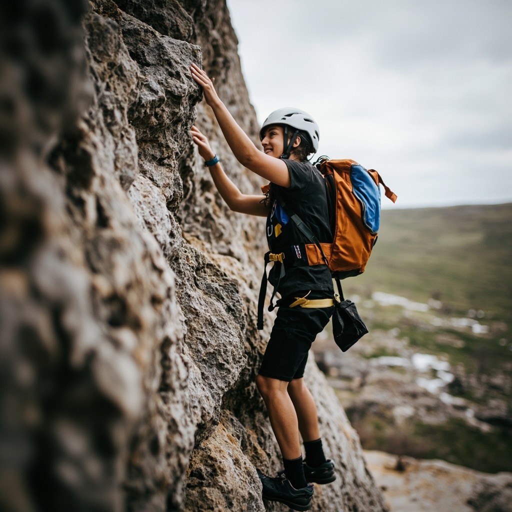A Man Climbing the Rocks