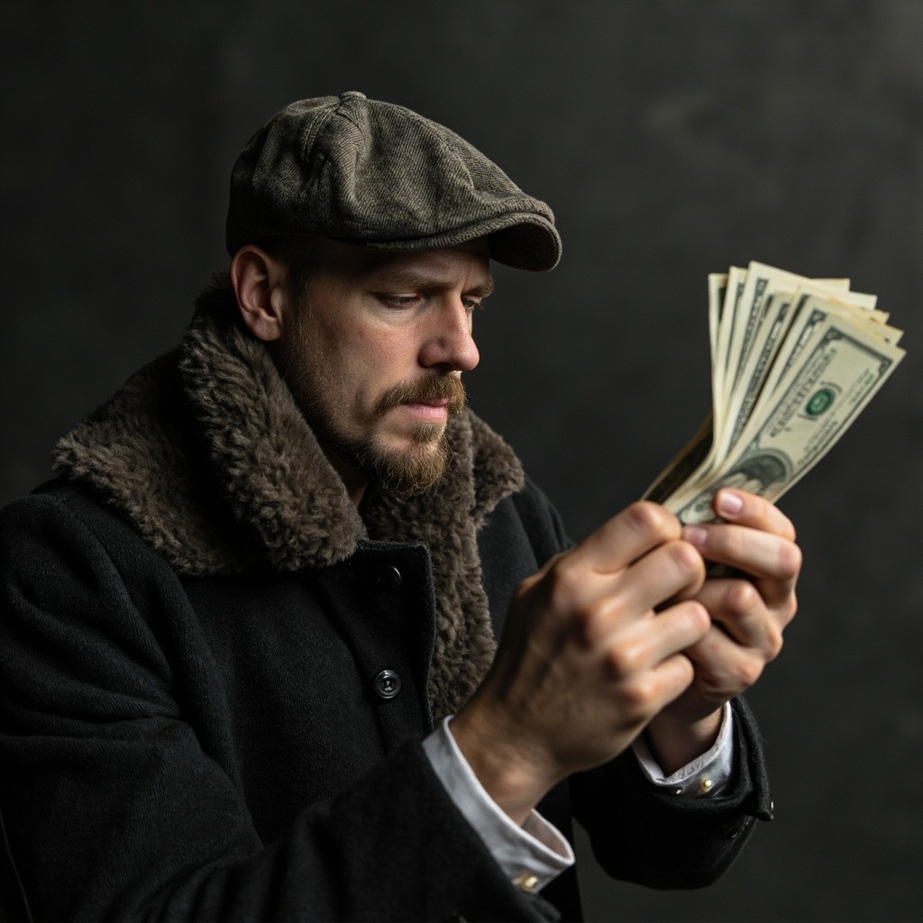 A Man Counting American Dollars in Jacket