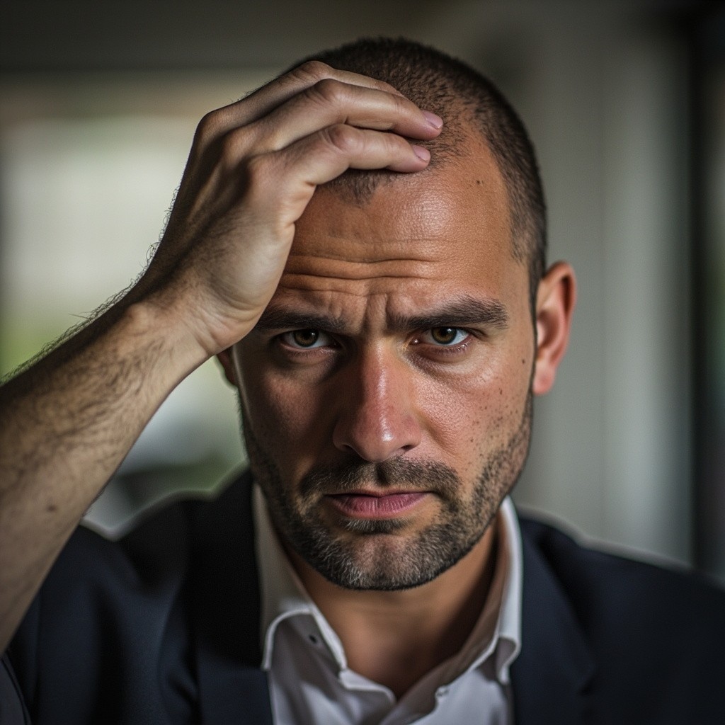 A Man Discussing His Hair Loss Problem