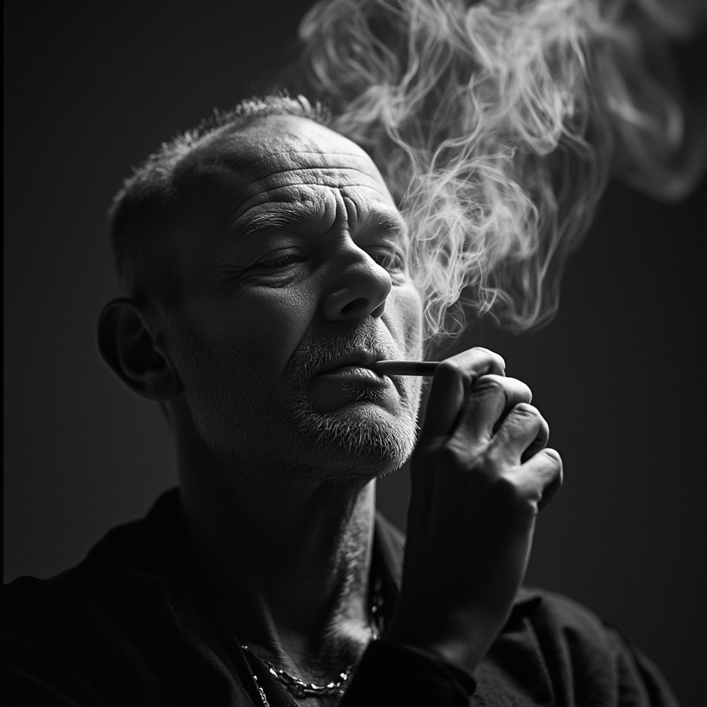 A Man Enjoying His Cigarette