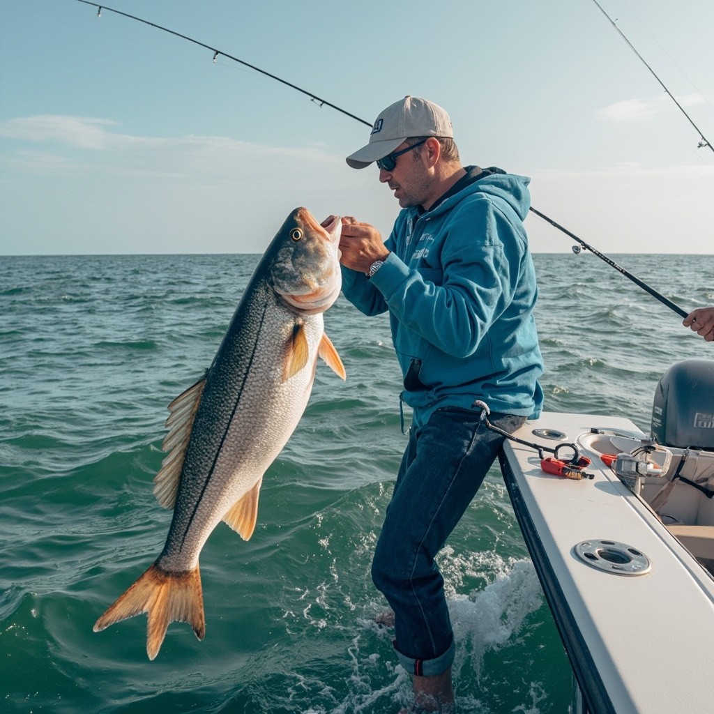 A Man Enjoying His Fishing Hobby